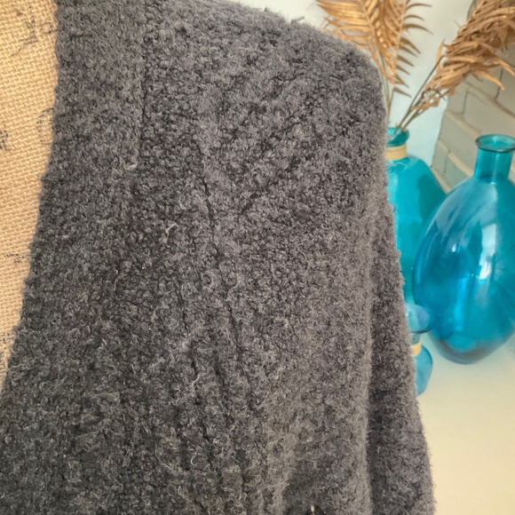 Anthropologie Moth Cardigan Cable Wool Alpaca Textured fisherman Sweater Gray M - Picture 5 of 14